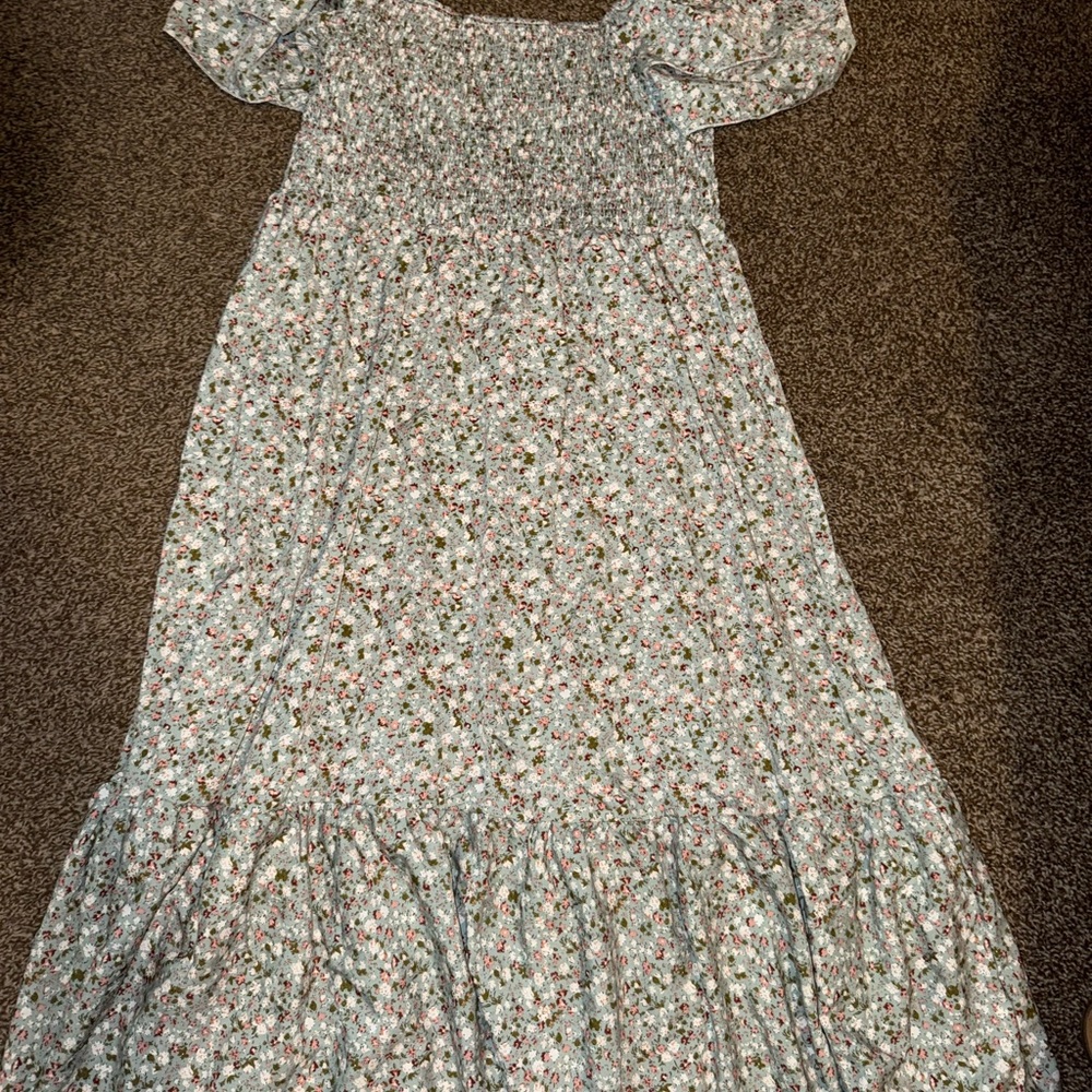 SHEIN White and Cream Ruffled Tiered Sundress